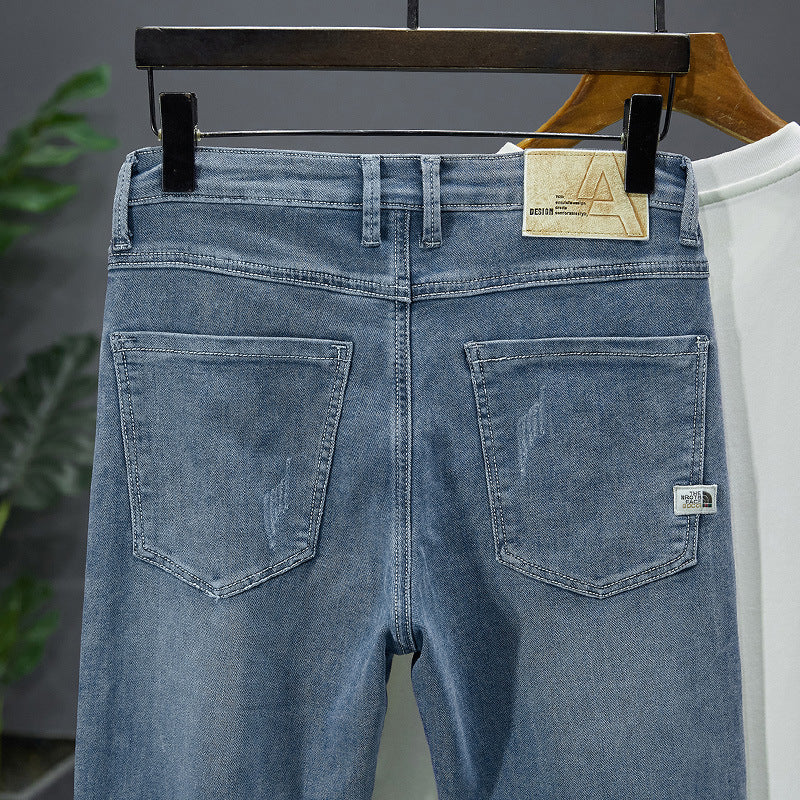 Men's Slim Straight Loose High-end Soft Denim Jeans