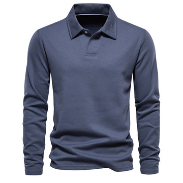 Men's Casual Solid Color Lapel Versatile Polo Shirt