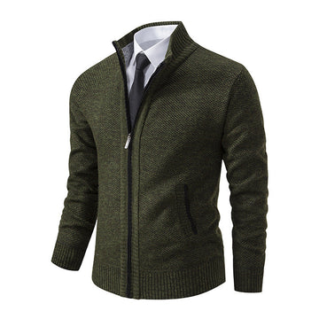 Men's Stand Collar Fashionable Knitted Sweater Jacket