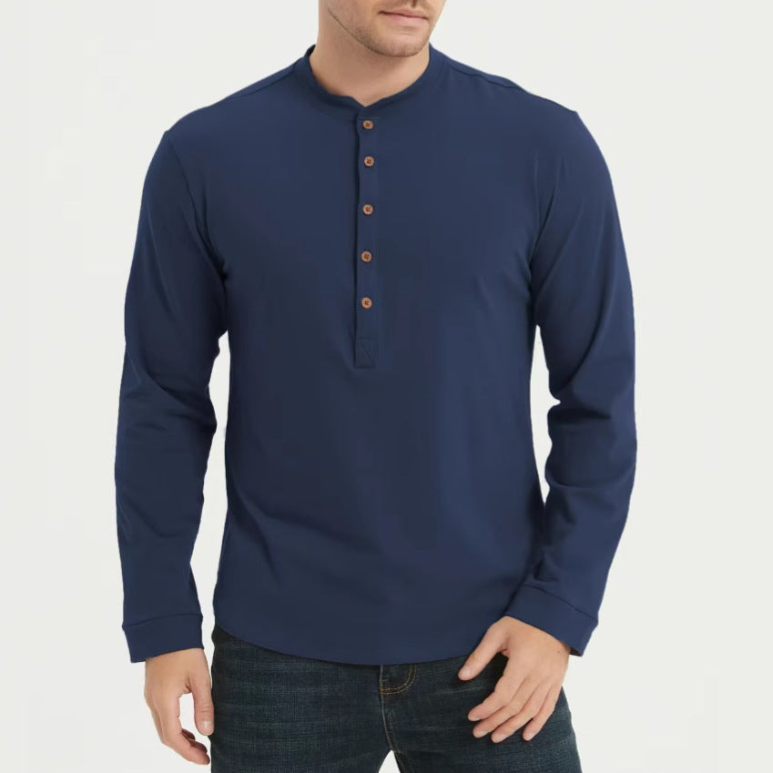 Men's Casual Cotton Long-sleeved Polo Shirt