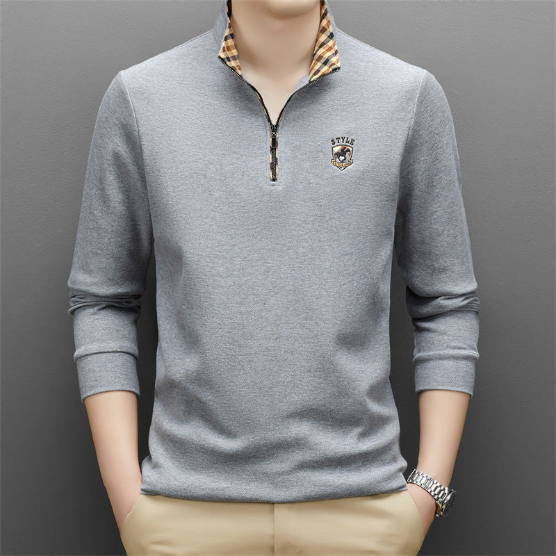 Men's Fashion Zipper Cotton Polo Shirt