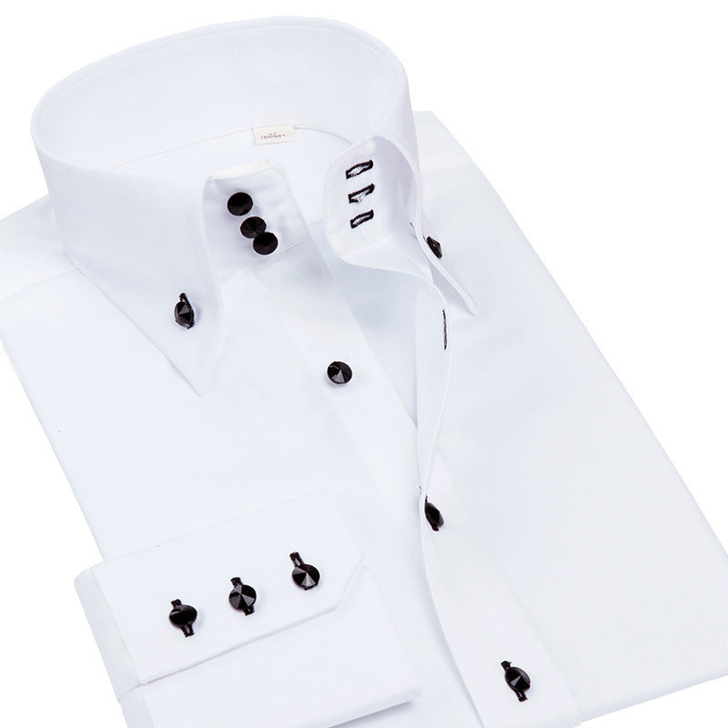 New high-end crystal diamond button color matching business shirt