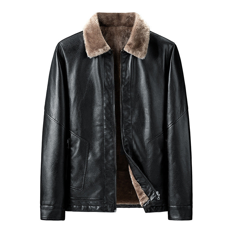 Men's Fleece Leather Jacket