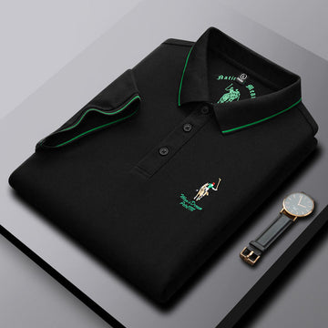 Pure cotton high-end embroidered lapel polo shirt