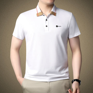 Lapel loose business solid color polo shirt