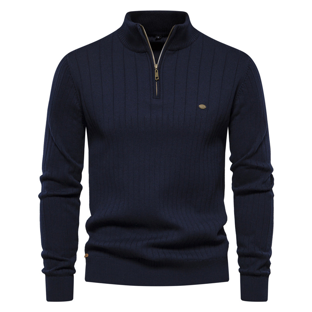 Men's Stand Collar Half Zip High Quality Sweater