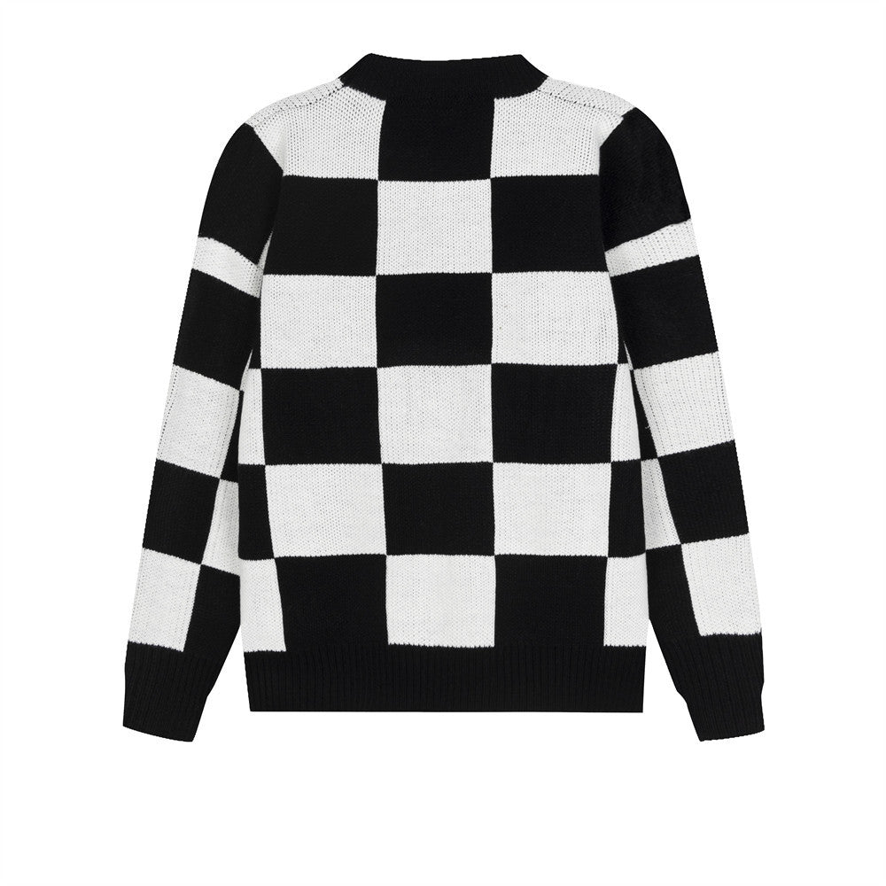 Men's Checkered Alphabet Crew Neck Sweater