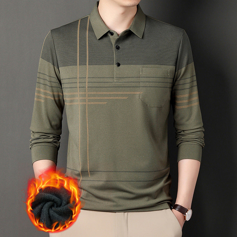 Men's Winter Business Casual Plus Velvet Comfortable High-quality Long-sleeved POLO Shirt