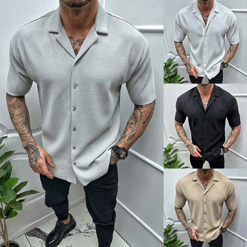 2023 Summer Solid Color Short-sleeved Casual Shirt