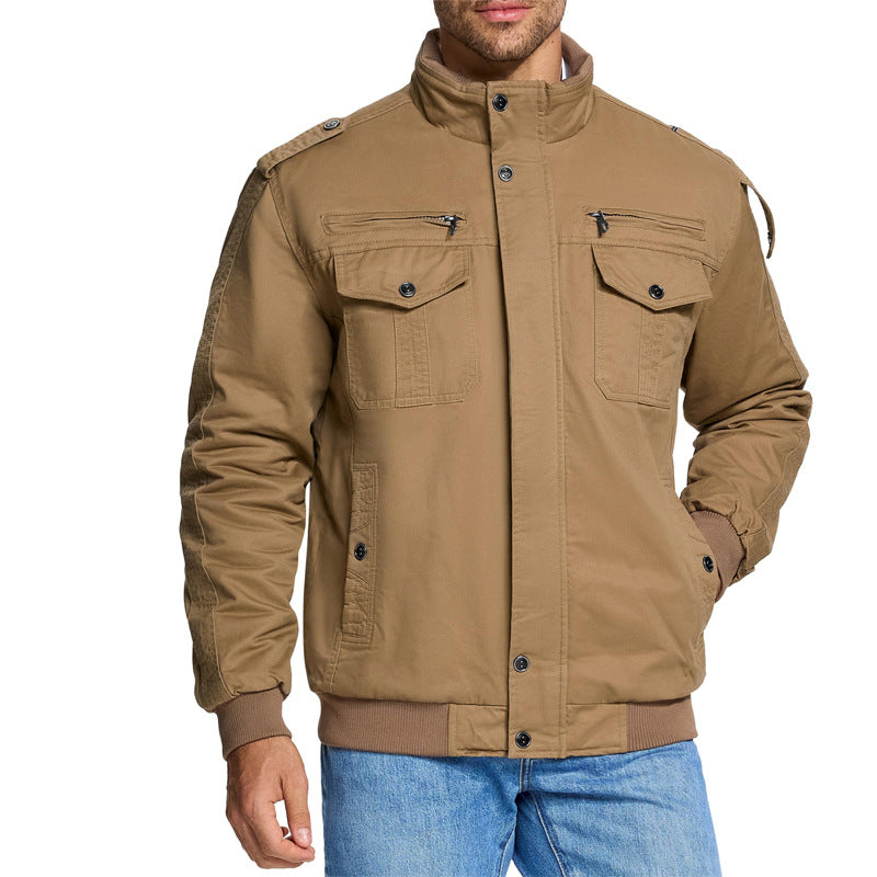 Men's New Stand Collar Casual Workwear Cotton Jacket