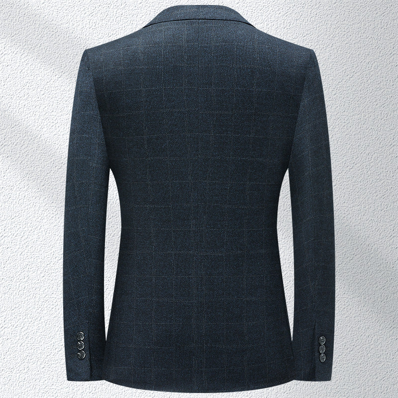 Men's Winter Nylon Stretch Casual Plaid Blazer