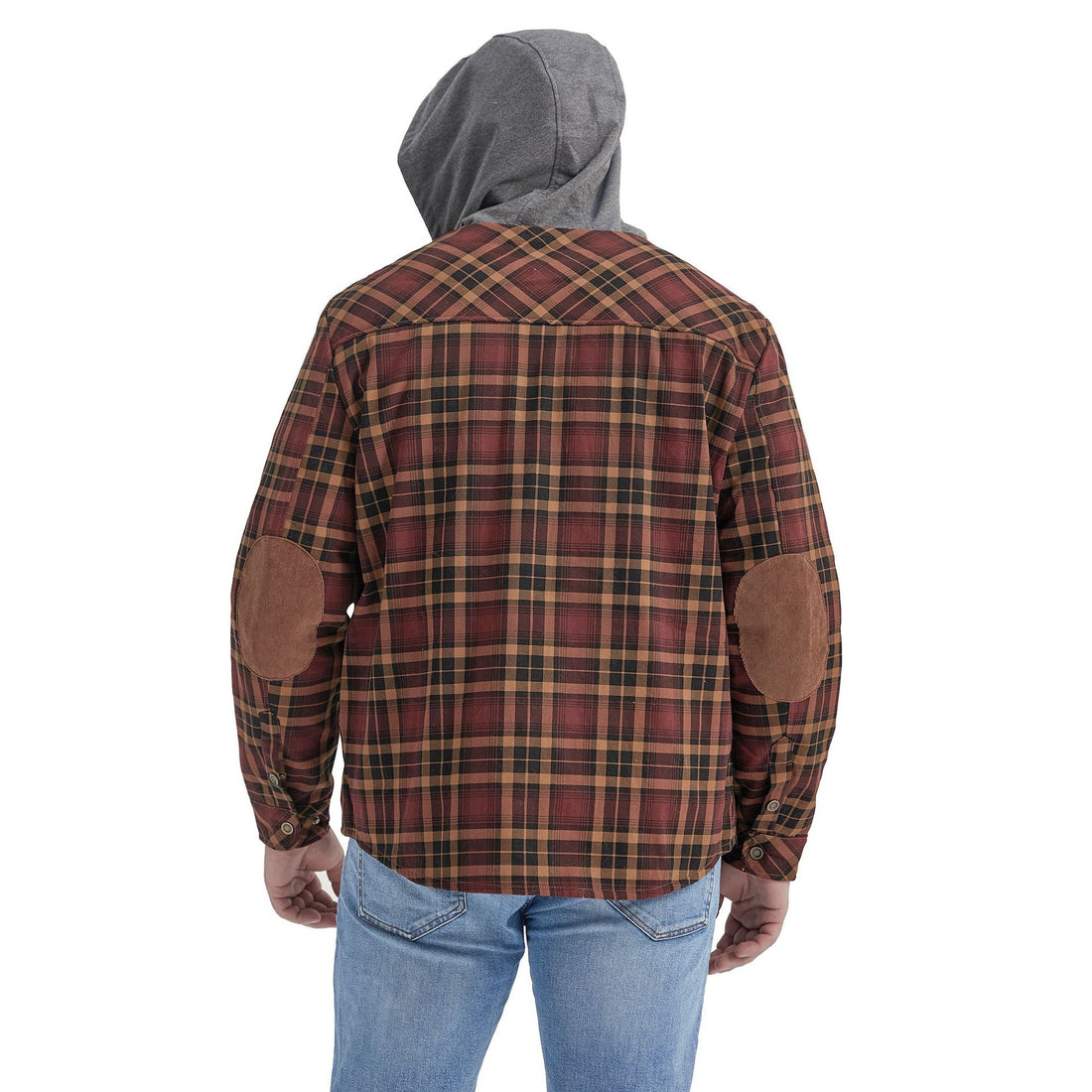 Men's Velvet Windproof Warm Hooded Cotton Plaid Shirt