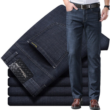 Men's High-waist Stretch Straight-leg Loose Business Casual Jeans