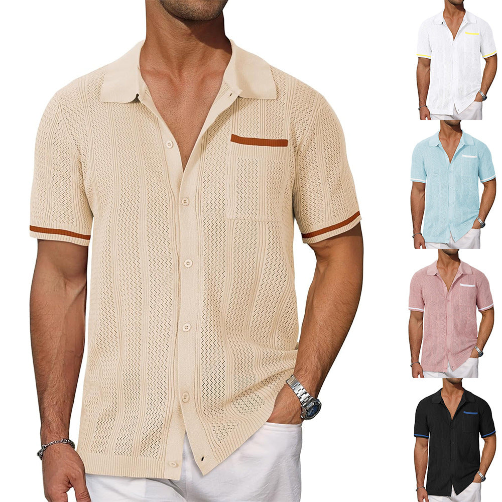 Men's New Style Pocket Hollow Breathable Casual Shirt