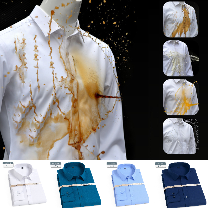 Men's Waterproof, Oil-proof, Stain-proof, Non-ironing Stretch Business Casual Shirt