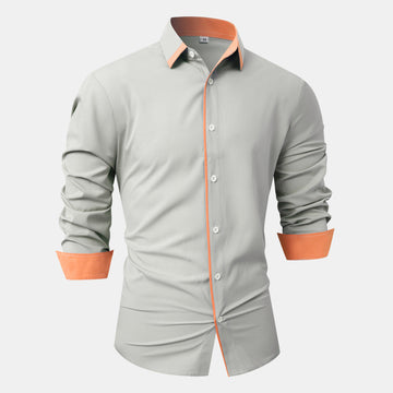 Men's Casual Color Block Fashion Business Long Sleeve Shirt