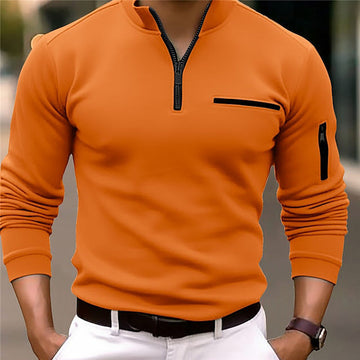 Men's Athletic Arm Zip POLO Shirt