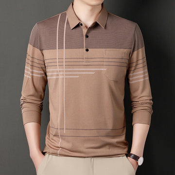 Men's Jacquard Striped Fashion Loose POLO