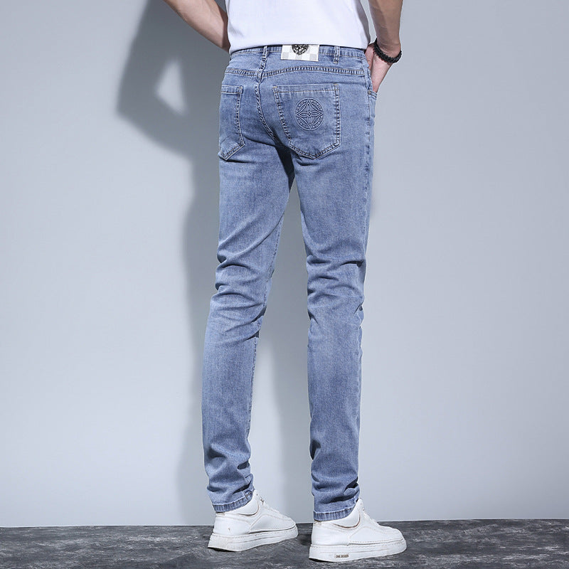 Men's New High-end Fashion Embroidered Stretch Jeans