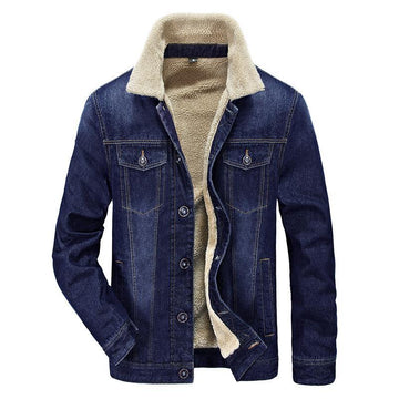 Men's Winter Plus Fleece Warm Fashion Denim Jacket