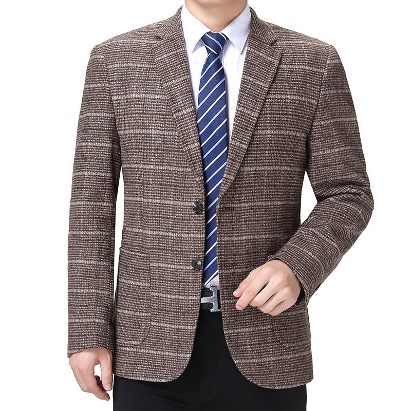 Men's Plaid Business Casual Woolen Blazer