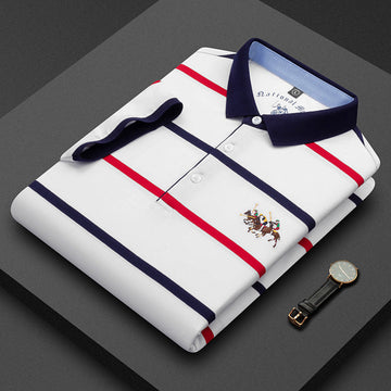 2024 New Striped Cotton Business Casual Polo Shirt