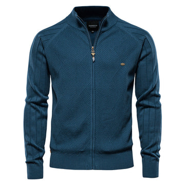 Men's Lapel Jacquard Casual Sweater