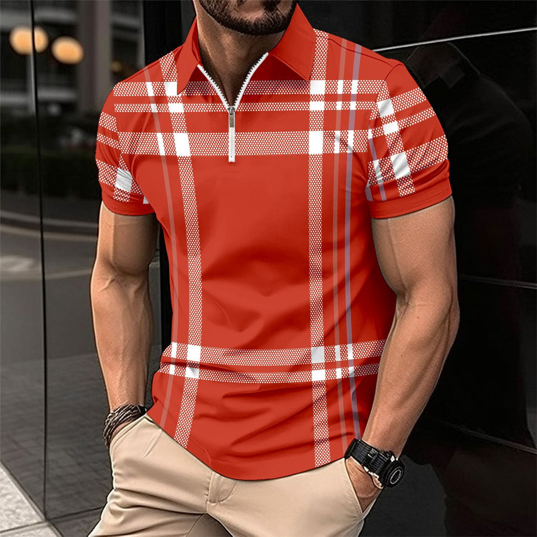 2024 Men's Printed Plaid Stripe POLO Shirt