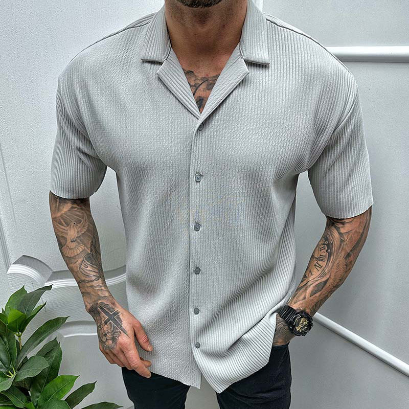 2023 Summer Solid Color Short-sleeved Casual Shirt