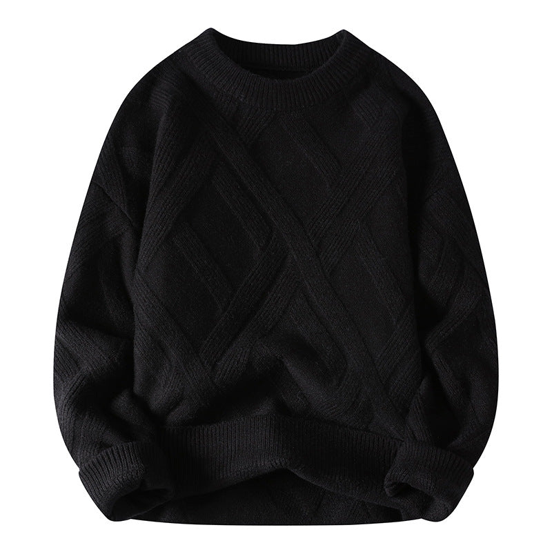 Men's Round Neck Pullover Casual Loose Thickened Sweater