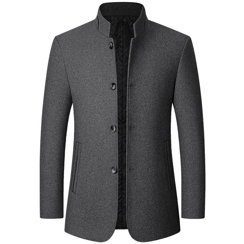 Men's Woolen Stand Collar Blazer