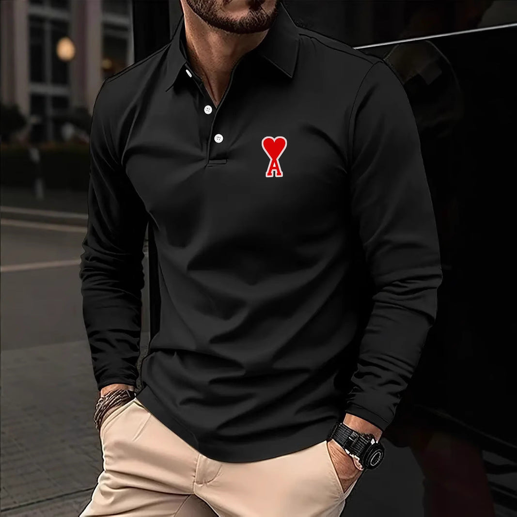 Men's Stylish Printed Lapel Polo Shirt