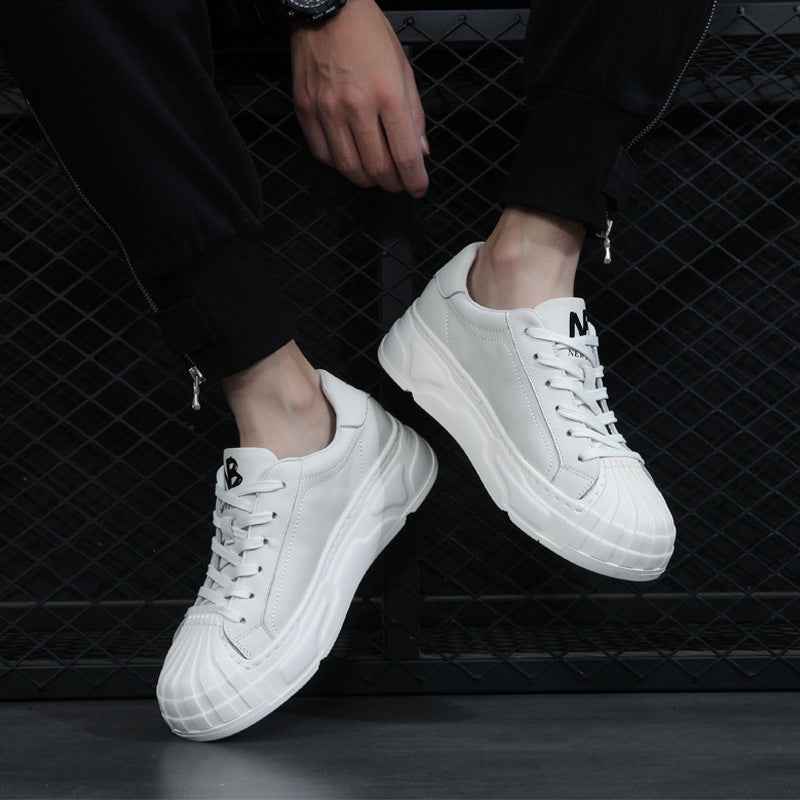 2023 New Men's Leather Casual White Shoes