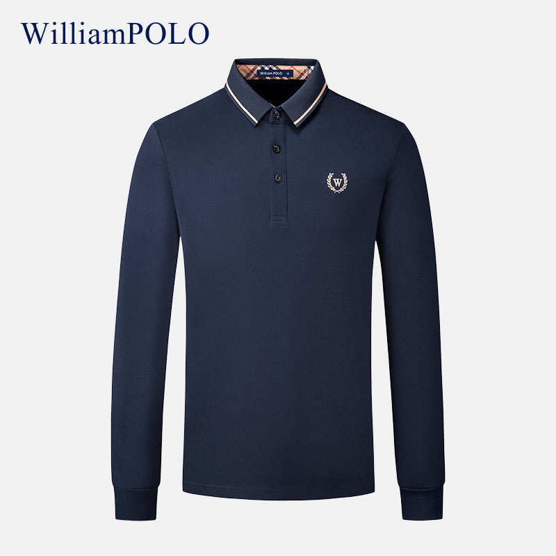 Men's High-end Quality Long-sleeved Embroidered Lapel Casual Polo Shirt