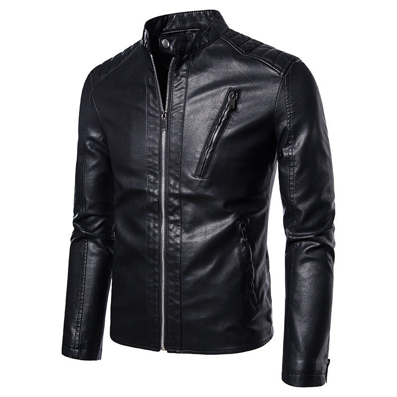 2023 Men's Fashion Slim Leather Biker Jacket