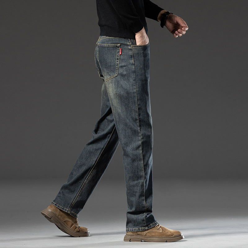 New Men's Casual Versatile Loose Straight Leg Stretch Jeans