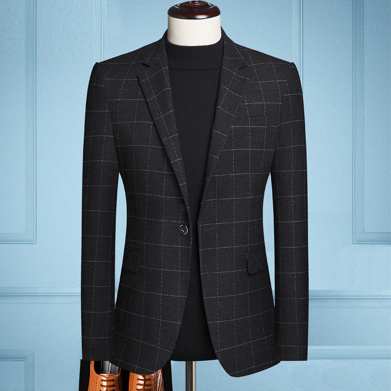 Men's Slim Fit Plaid Casual Blazer