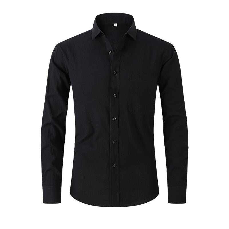 Men's Cotton and Linen Business Slim Shirt