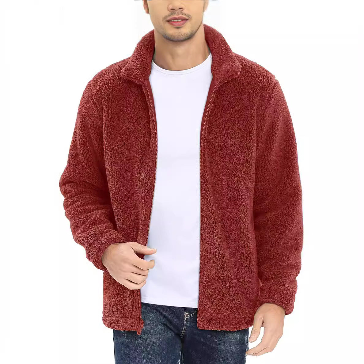 Men's New Lambskin Warm Stand Collar Jacket