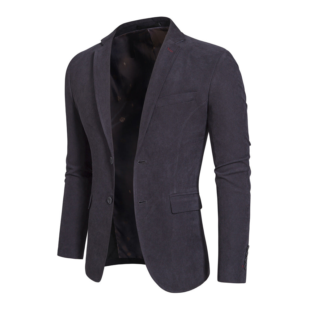 Men's Single-breasted Woolen Casual and Versatile Slim Blazer