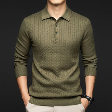 Men's Jacquard Warm Business Casual Lapel Sweater