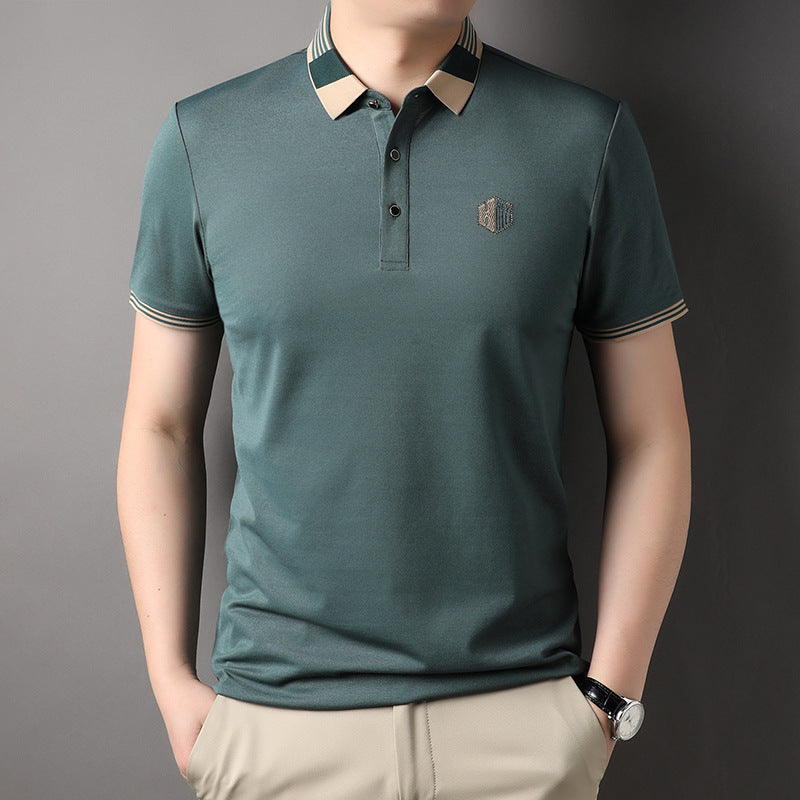 New Lapel Casual Solid Color Polo Shirt