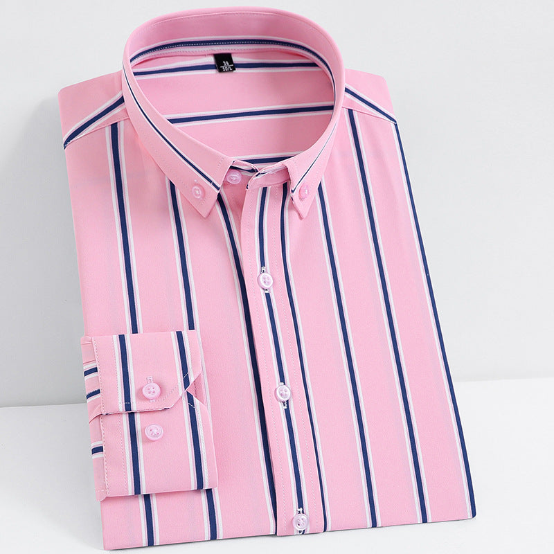 Men's Slim Striped Business Casual Long-sleeved Shirt