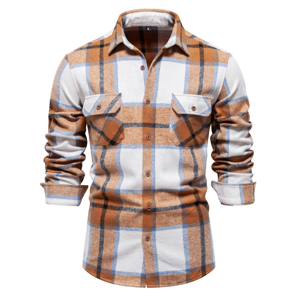 Men's Business Fashion Plaid Long Sleeve Shirt