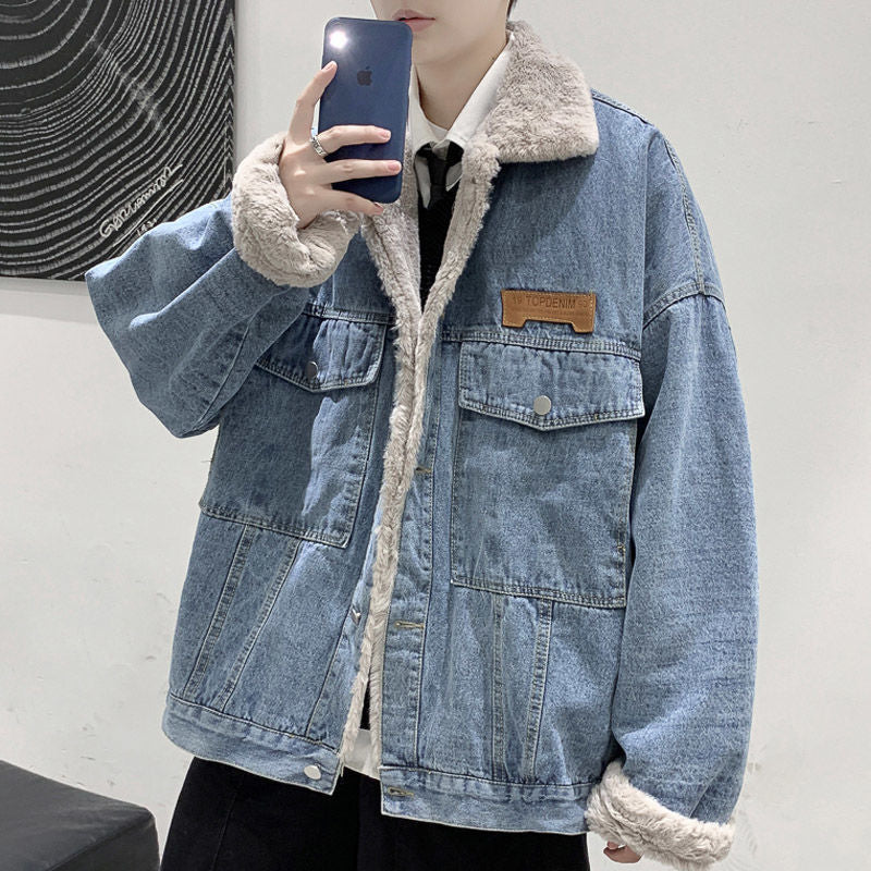 Winter fleece thickened denim jacket