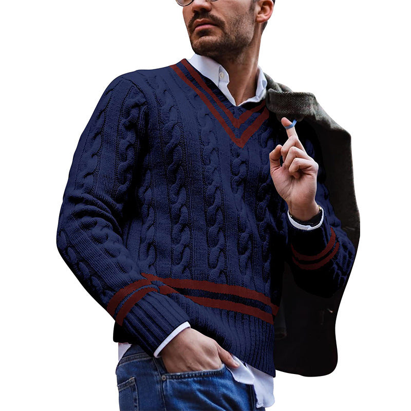 Men's striped colorblock knitted sweater