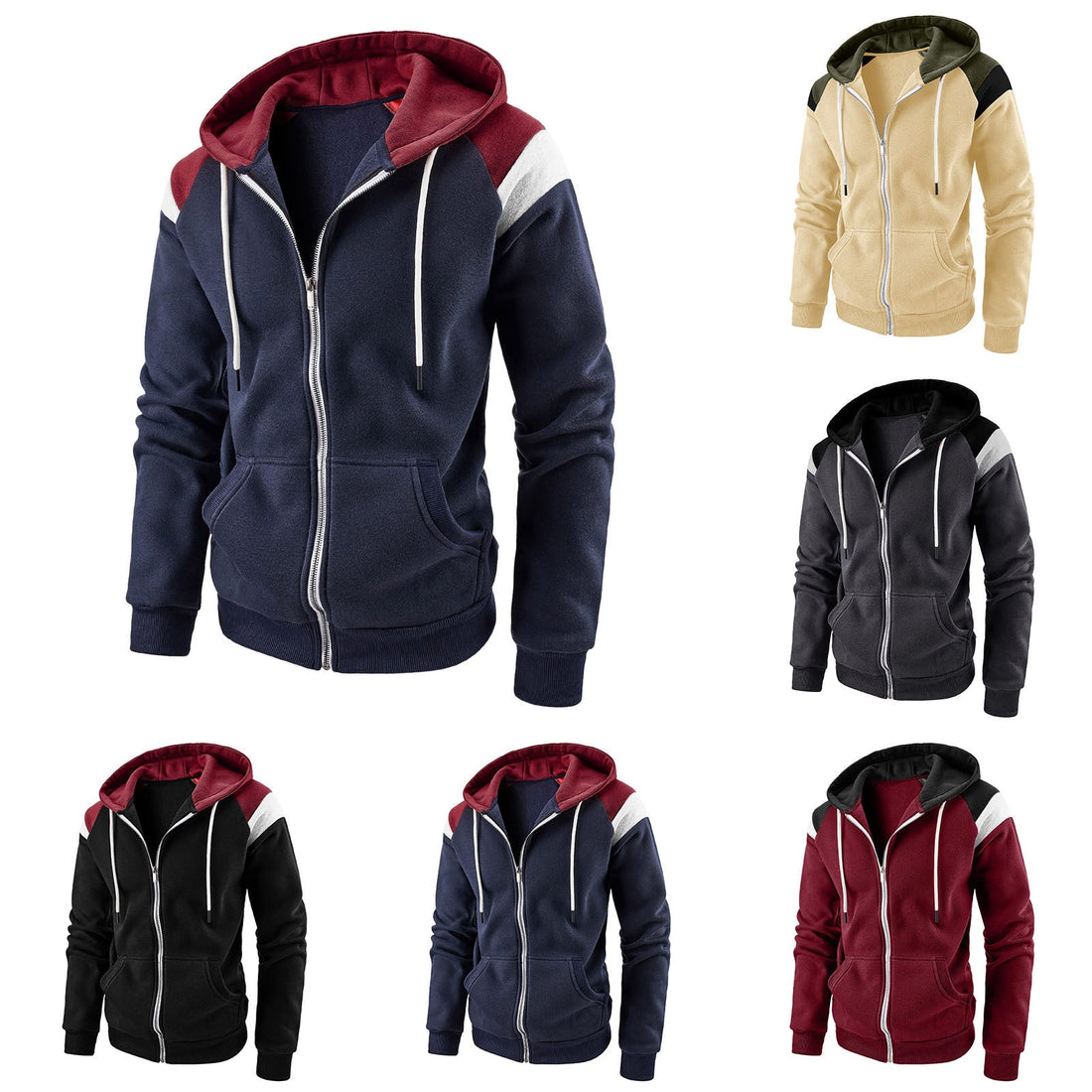 Men's Color Block Color Contrast Fashion Casual Hooded Jacket