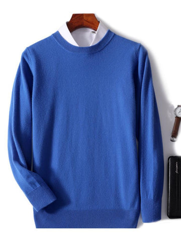 2023 New Men's Round Neck Casual Business Knitted Cashmere Sweater