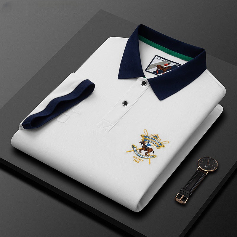 New Pure Cotton Casual Fashion Business Lapel Polo Shirt