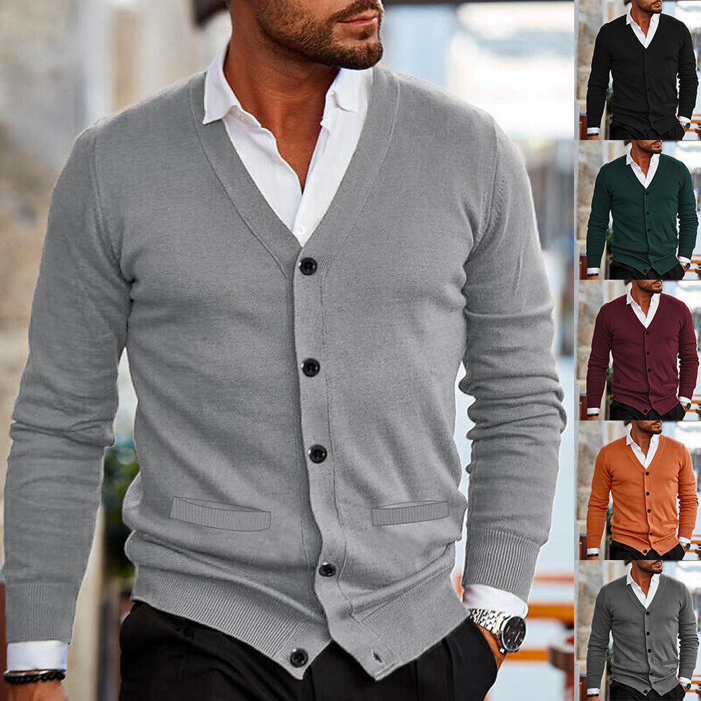 Men's New V-neck Business Casual Cardigan